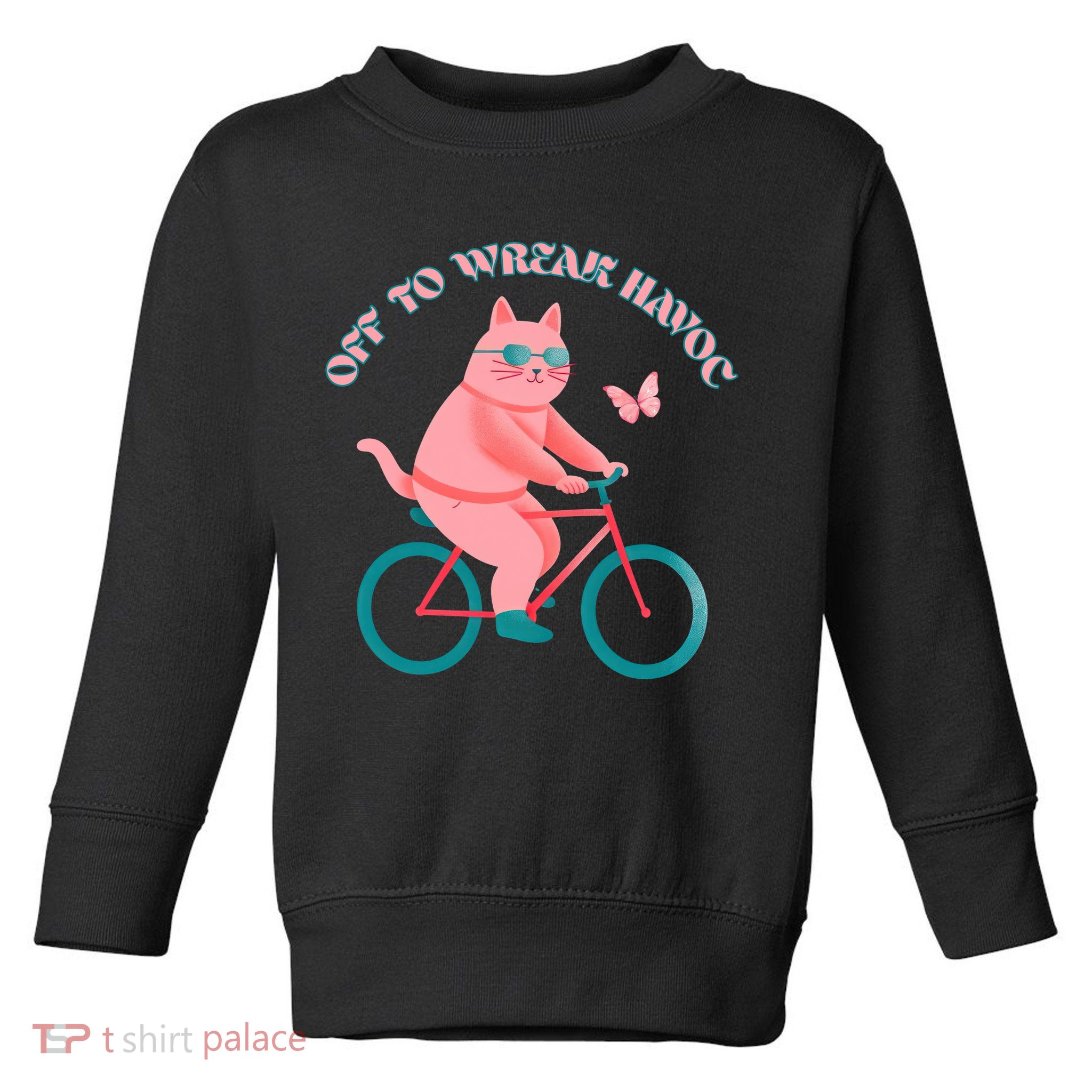 Off To Wreak Havoc Funny Cat Toddler Sweatshirt