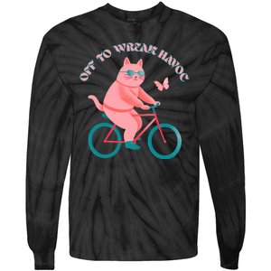 Off To Wreak Havoc Funny Cat Tie-Dye Long Sleeve Shirt