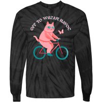 Off To Wreak Havoc Funny Cat Tie-Dye Long Sleeve Shirt