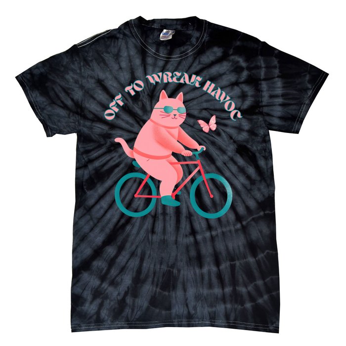 Off To Wreak Havoc Funny Cat Tie-Dye T-Shirt