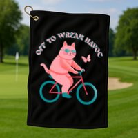 Off To Wreak Havoc Funny Cat Golf Towel