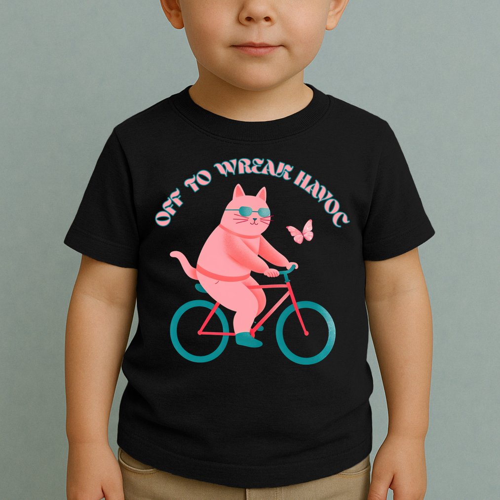 Off To Wreak Havoc Funny Cat Toddler T-Shirt