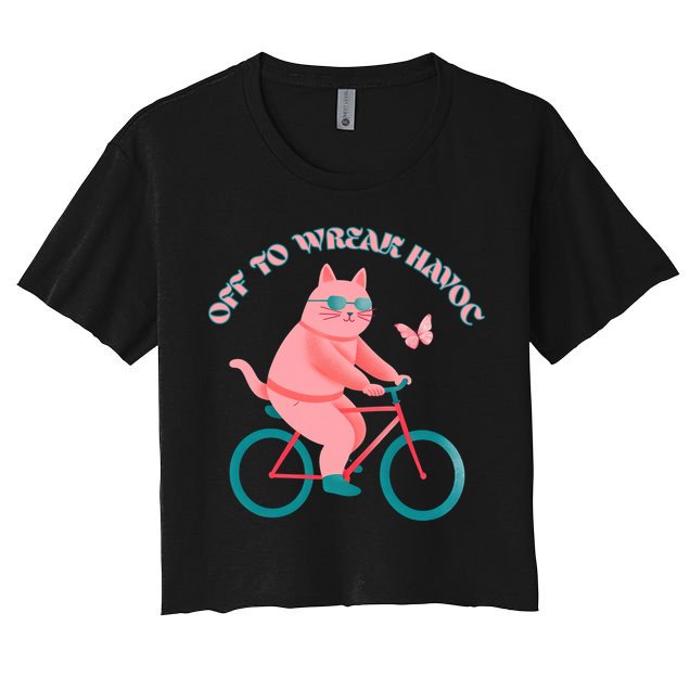 Off To Wreak Havoc Funny Cat Crop Top