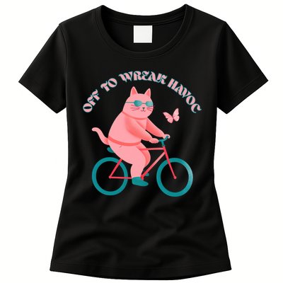 Off To Wreak Havoc Funny Cat Womens T-Shirt