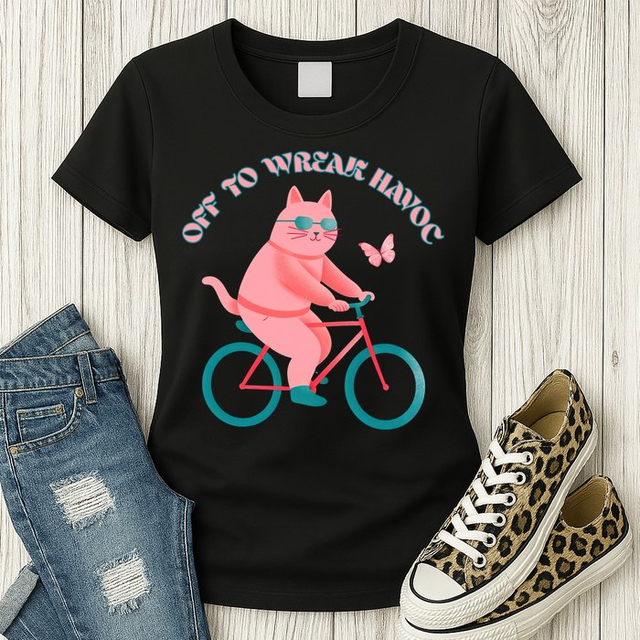 Off To Wreak Havoc Funny Cat Womens T-Shirt