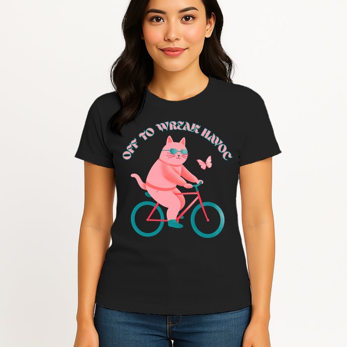 Off To Wreak Havoc Funny Cat Womens T-Shirt