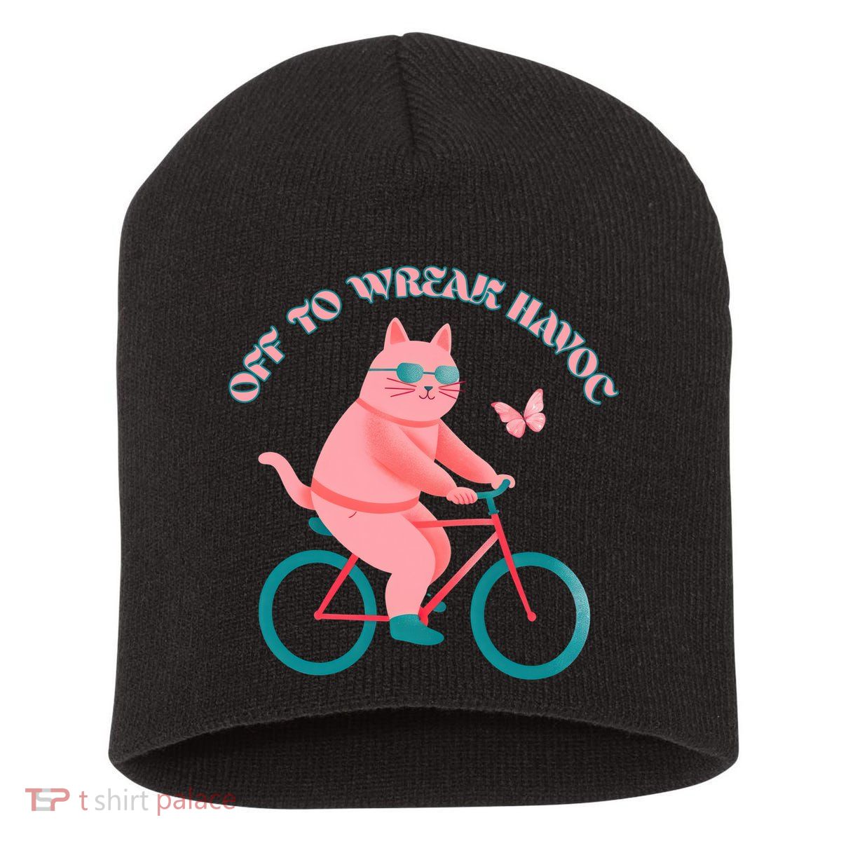 Off To Wreak Havoc Funny Cat Short Acrylic Beanie