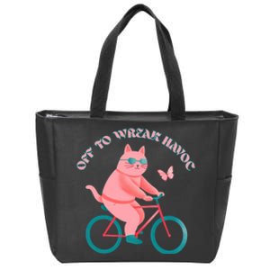 Off To Wreak Havoc Funny Cat Zip Tote Bag