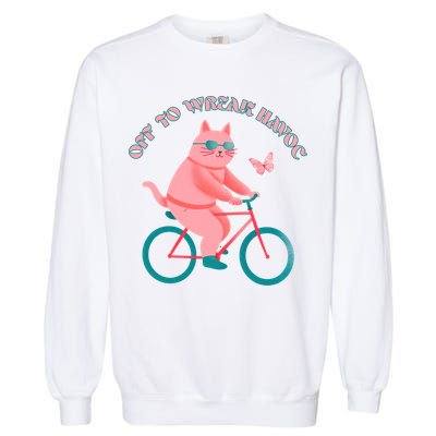 Off To Wreak Havoc Funny Cat Garment-Dyed Sweatshirt