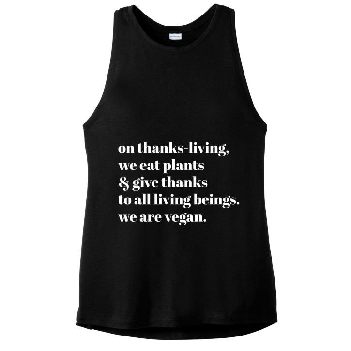 On ThanksLiving We Eat Plants And Give Thanks Great Gift Ladies PosiCharge Tri-Blend Wicking Tank