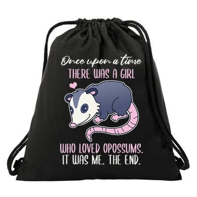 Once There Was A Who Loved Opossums Drawstring Bag