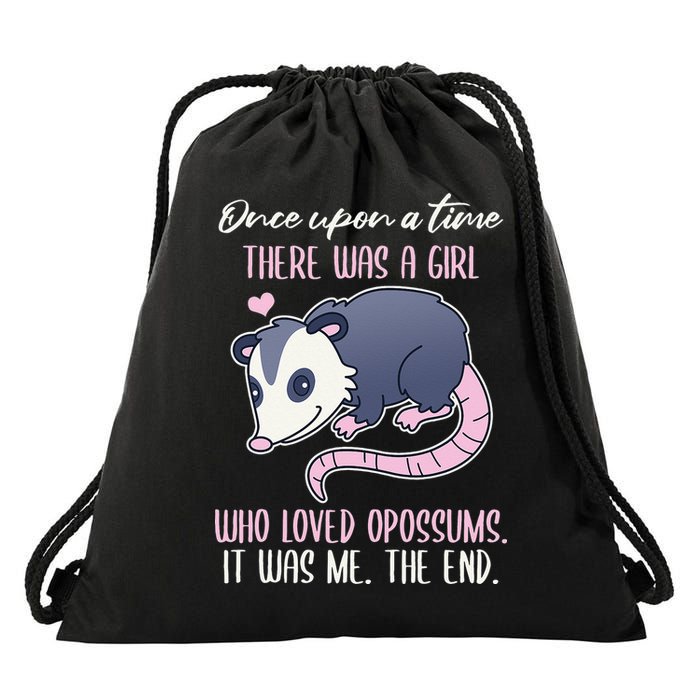 Once There Was A Who Loved Opossums Drawstring Bag