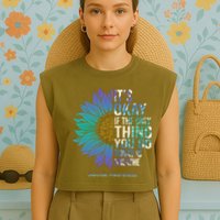 Only Thing You Do Today Is Break Suicide Awareness Sunflowe Garment-Dyed Women's Muscle Tee