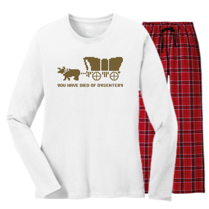 Oregon Trail You Have Died Of Dysentery Women's Long Sleeve Flannel Pajama Set 