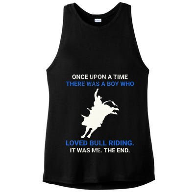 Once Upon A Time There Was A Boy Who Loved Bull Riding Ladies PosiCharge Tri-Blend Wicking Tank