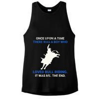 Once Upon A Time There Was A Boy Who Loved Bull Riding Ladies PosiCharge Tri-Blend Wicking Tank