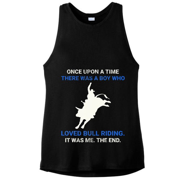 Once Upon A Time There Was A Boy Who Loved Bull Riding Ladies PosiCharge Tri-Blend Wicking Tank