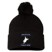 Once Upon A Time There Was A Boy Who Loved Bull Riding Pom Pom 12in Knit Beanie