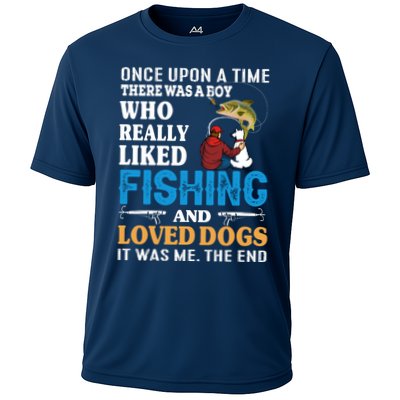Once Upon A Time A Man Loved Fishing And Loved Dogs Performance Shirt