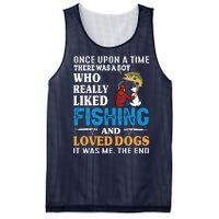 Once Upon A Time A Man Loved Fishing And Loved Dogs Mesh Reversible Basketball Jersey Tank