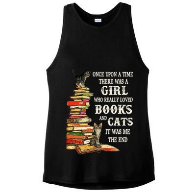Once Upon A Time A Girl Really Loved Books And Cats Ladies PosiCharge Tri-Blend Wicking Tank