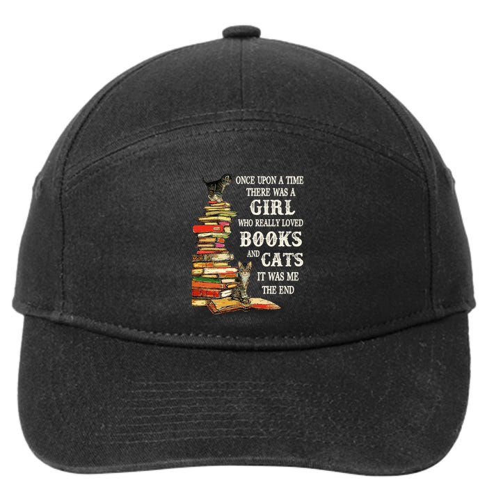 Once Upon A Time A Girl Really Loved Books And Cats 7-Panel Snapback Hat