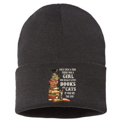 Once Upon A Time A Girl Really Loved Books And Cats Sustainable Knit Beanie