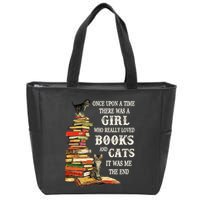 Once Upon A Time A Girl Really Loved Books And Cats Zip Tote Bag