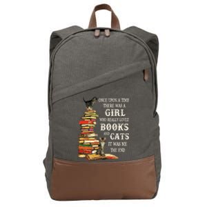 Once Upon A Time A Girl Really Loved Books And Cats Cotton Canvas Backpack