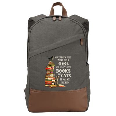 Once Upon A Time A Girl Really Loved Books And Cats Cotton Canvas Backpack