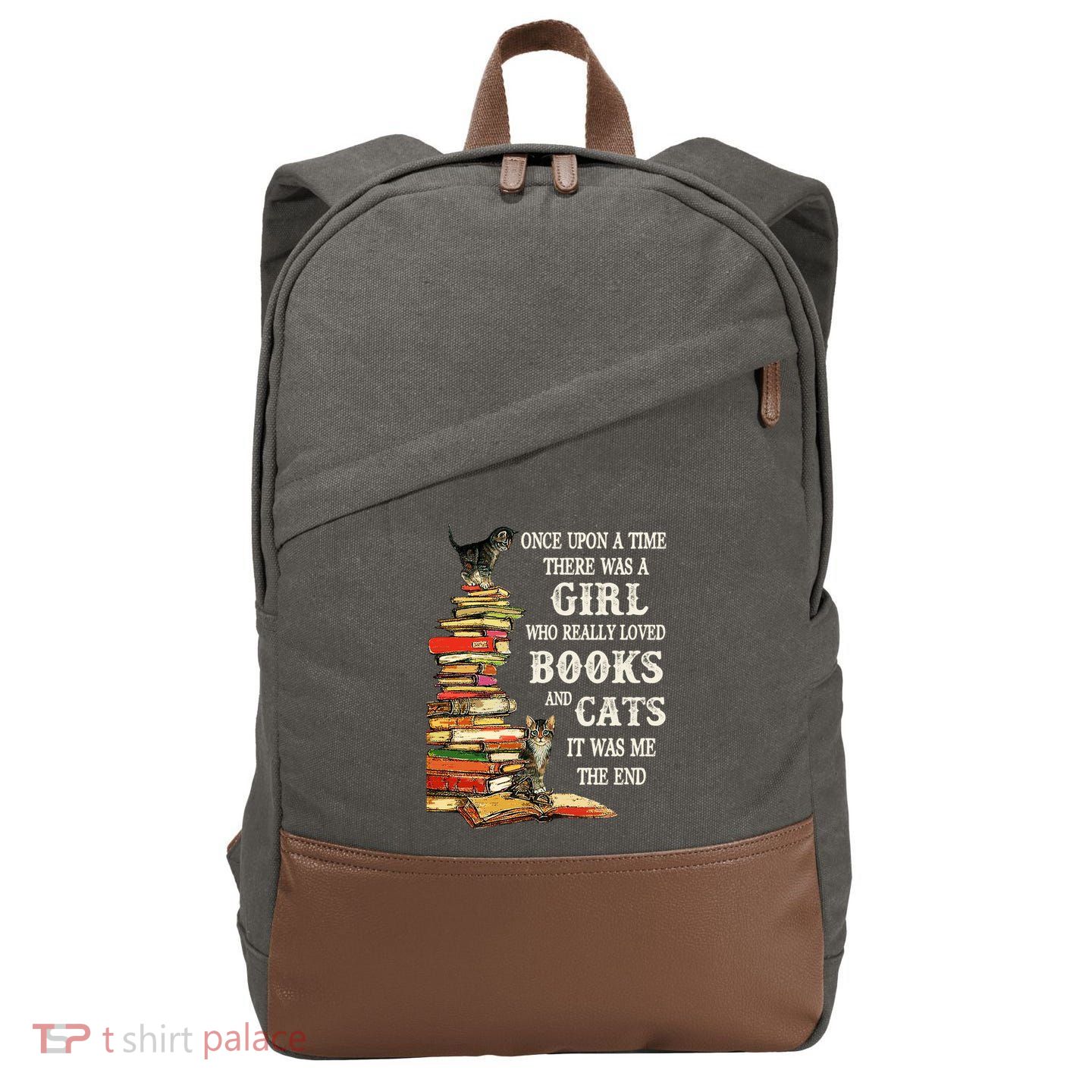 Once Upon A Time A Girl Really Loved Books And Cats Cotton Canvas Backpack