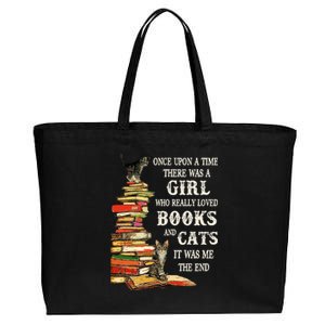 Once Upon A Time A Girl Really Loved Books And Cats Cotton Canvas Jumbo Tote