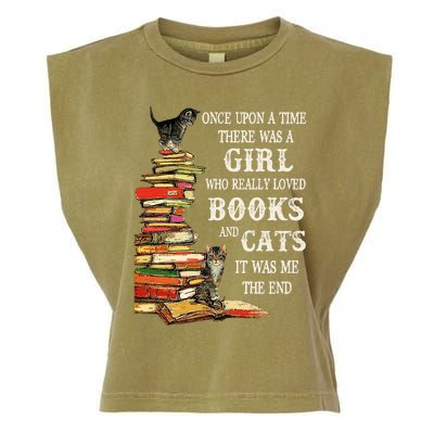 Once Upon A Time A Girl Really Loved Books And Cats Garment-Dyed Women's Muscle Tee