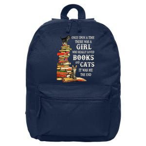 Once Upon A Time A Girl Really Loved Books And Cats 16 in Basic Backpack