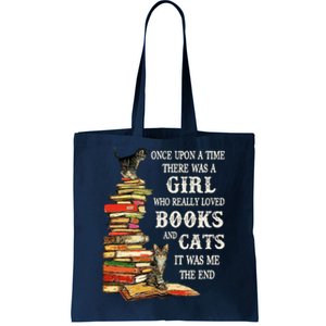 Once Upon A Time A Girl Really Loved Books And Cats Tote Bag