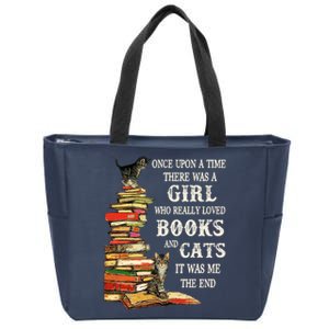 Once Upon A Time A Girl Really Loved Books And Cats Zip Tote Bag