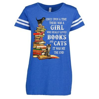 Once Upon A Time A Girl Really Loved Books And Cats Enza Ladies Jersey Football T-Shirt