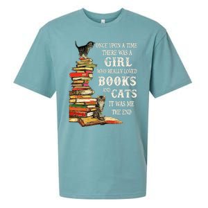 Once Upon A Time A Girl Really Loved Books And Cats Sueded Cloud Jersey T-Shirt