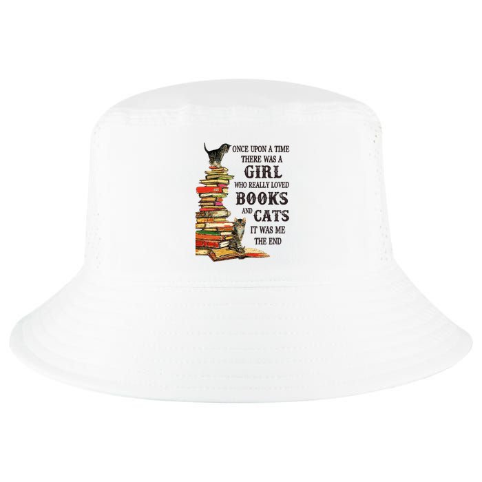Once Upon A Time A Girl Really Loved Books And Cats Cool Comfort Performance Bucket Hat