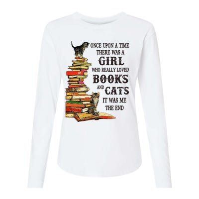 Once Upon A Time A Girl Really Loved Books And Cats Womens Cotton Relaxed Long Sleeve T-Shirt