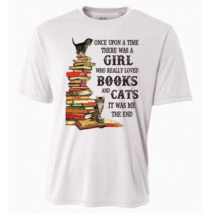 Once Upon A Time A Girl Really Loved Books And Cats Cooling Performance Crew T-Shirt