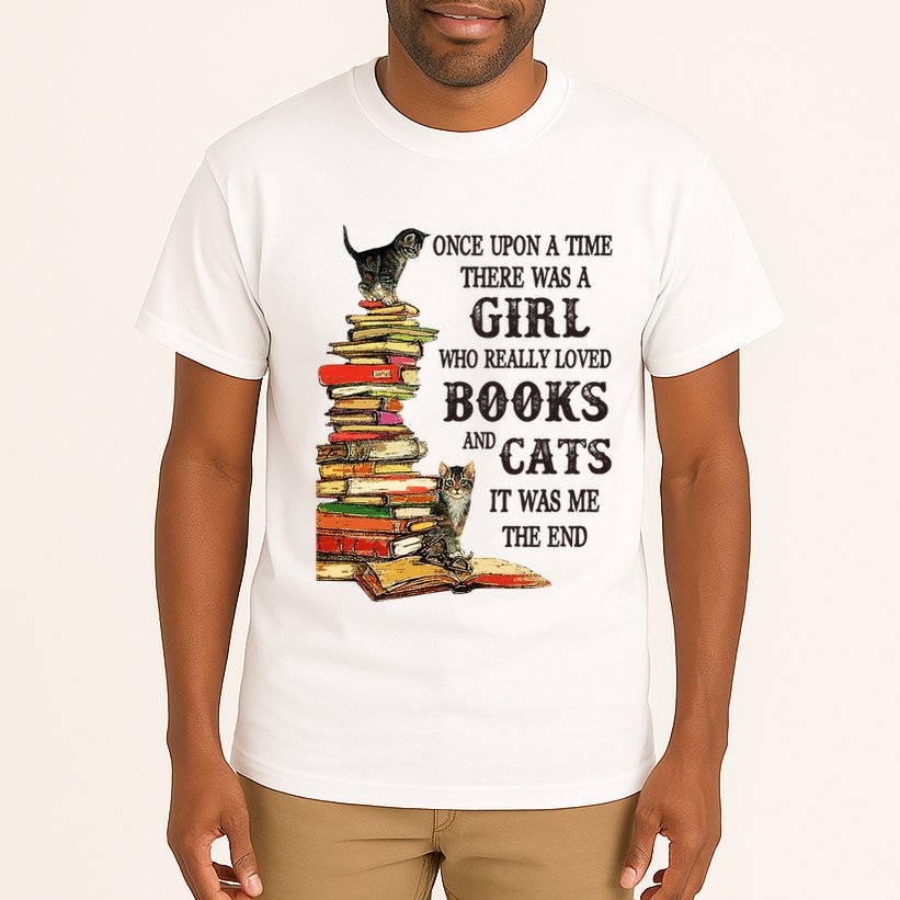Once Upon A Time A Girl Really Loved Books And Cats Tall T-Shirt