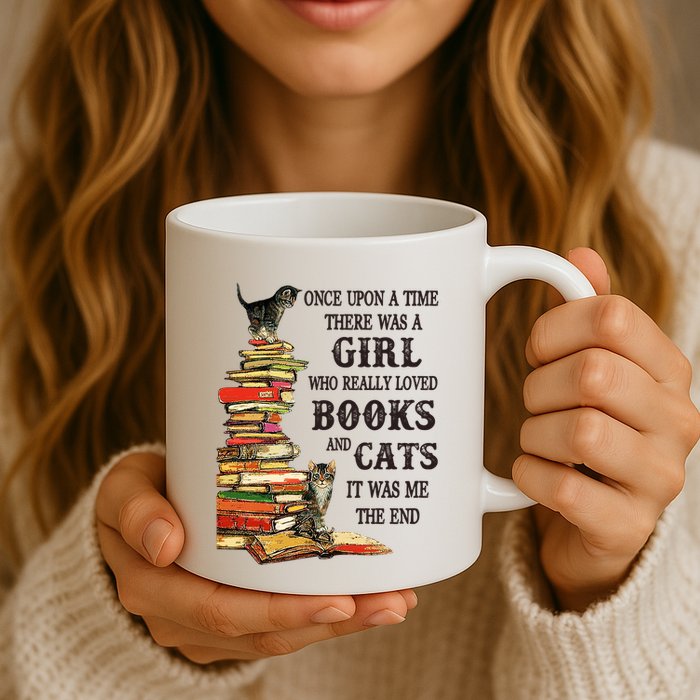 Once Upon A Time A Girl Really Loved Books And Cats Mug