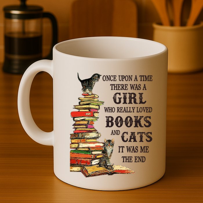Once Upon A Time A Girl Really Loved Books And Cats Mug