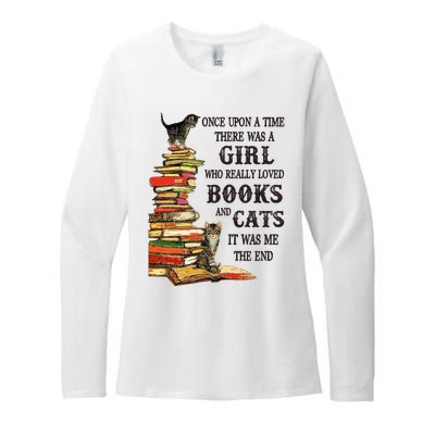 Once Upon A Time A Girl Really Loved Books And Cats Womens CVC Long Sleeve Shirt