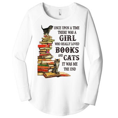 Once Upon A Time A Girl Really Loved Books And Cats Women's Perfect Tri Tunic Long Sleeve Shirt