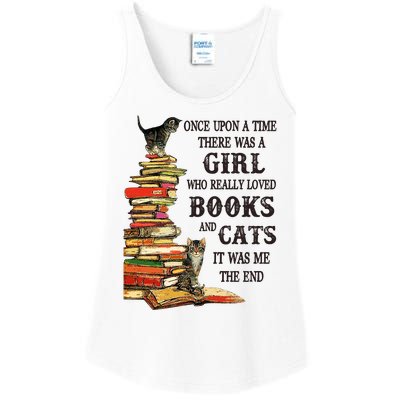 Once Upon A Time A Girl Really Loved Books And Cats Ladies Essential Tank