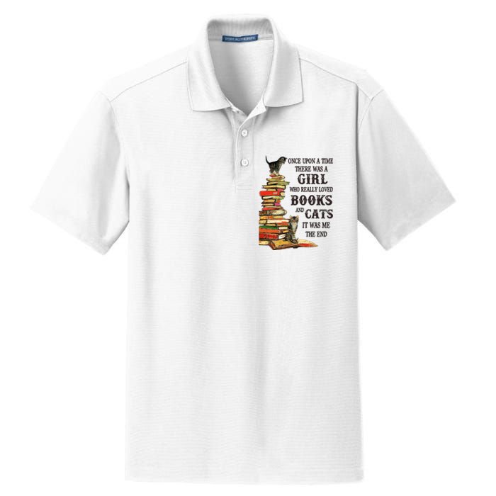 Once Upon A Time A Girl Really Loved Books And Cats Dry Zone Grid Polo