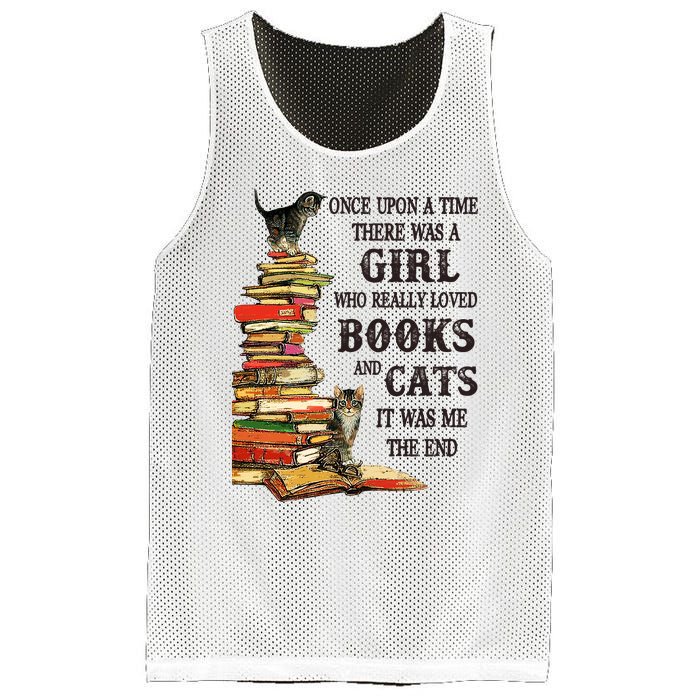 Once Upon A Time A Girl Really Loved Books And Cats Mesh Reversible Basketball Jersey Tank