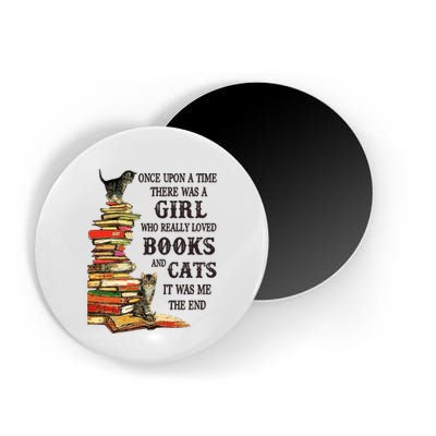 Once Upon A Time A Girl Really Loved Books And Cats Magnet